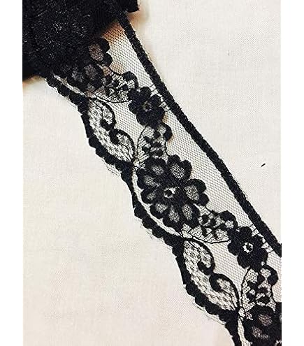 Lacesnmore Black lace net Thread self Cutwork Border, net lace for